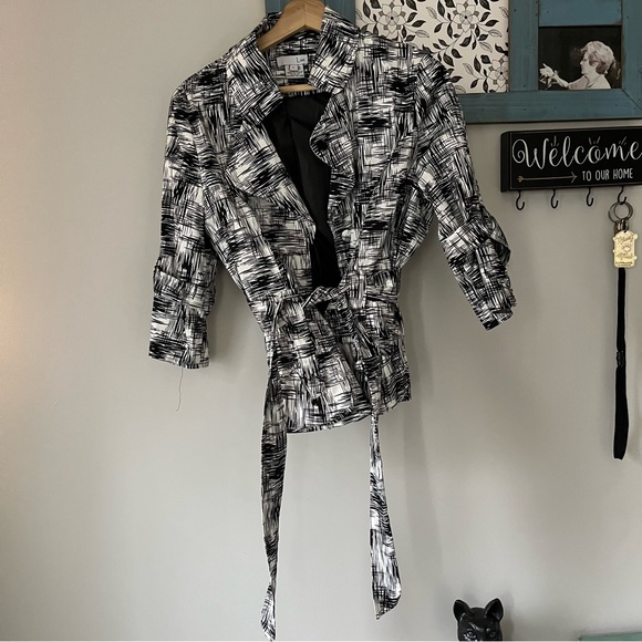black and white pattern fashion blazer - Picture 7 of 9